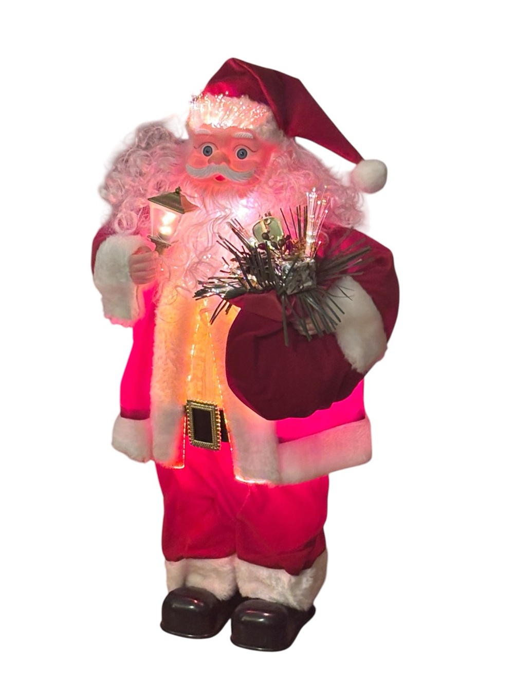 Vintage 20" Lighted Fiber Optic Santa Claus Holiday Figure with Original Box